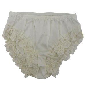 VTG Fitzgerald Women 7 Solid White Ivory Lace Trim Panty All Nylon NEW No Tags